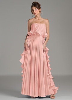 Azazie Alexia Bridesmaid Dresses Rosette A-Line Ruched Chiffon Dress image1