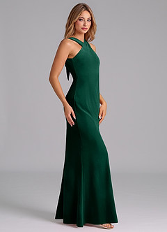 Azazie Doretta Bridesmaid Dresses Emerald Mermaid Pleated Velvet Dress image5