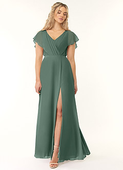 Azazie Rylee Brautjungfernkleider A-Linie Plissee Chiffon Kleid Seemoos image1