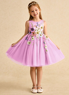 Azazie Prima Flower Girl Dresses Candy Pink A-Line Bow Tulle Dress image1