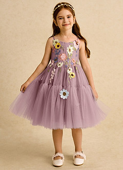 Azazie Osea Robe Demoiselle D'honneur Fillette Robe Princesse en Tulle Plissée Rose Poussiéreuse image6