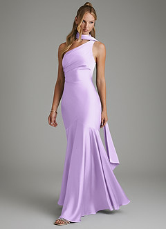 Azazie Amara Bridesmaid Dresses Lilac Mermaid One Shoulder Stretch Satin Dress image5
