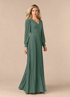 Azazie Zina Mother of the Bride Dresses Sea Moss A-Line Pleated Chiffon Dress image2