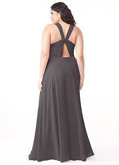 Azazie Jane Bridesmaid Dresses Steel Grey A-Line V-Neck Pleated Chiffon Dress image7