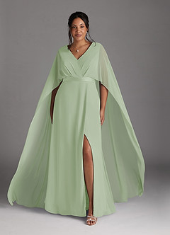 Azazie Isa Mother of the Bride Dresses Dusty Sage A-Line V-Neck Pleated Chiffon Dress image7