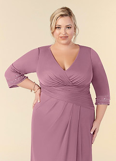 Azazie Rosena Mother of the Bride Dresses Vintage Mauve Sheath Pleated Mesh Dress image11