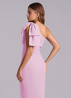 Azazie Yuanna Bridesmaid Dresses Candy Pink Mermaid One Shoulder Chiffon Dress image8