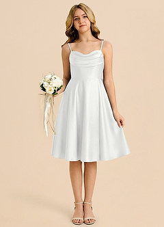 Azazie Bear Junior White A-Line Sweetheart Neckline Stretch Satin Dress image6