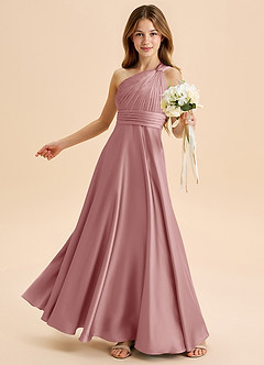 Azazie Charlize Junior Klä av A-Line i Stretch Satin Plisserad image4