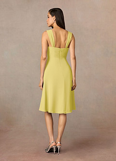 Azazie Olivia Mother of the Bride Dresses Canary A-Line Square Neckline Pleated Chiffon Dress image5