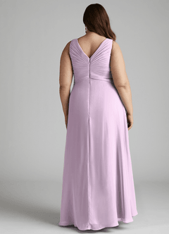 Azazie Flora Robes de demoiselle d'honneur Robe Trapèze en Mousseline de soie Plissée Frostiges Flieder image13