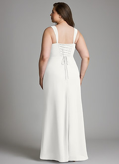 Azazie Agustina Robes de demoiselle d'honneur Robe Sirène en Mousseline de soie Corset Blanc image9