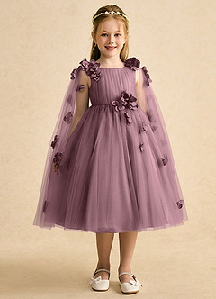 Azazie Staria Robe Demoiselle D'honneur Fillette Robe Princesse en Tulle Rayé Mauve Vintage image6