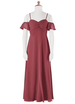 Azazie Juna Junior Robe Trapèze en Mousseline de soie Épaule décolletée Merlot image6