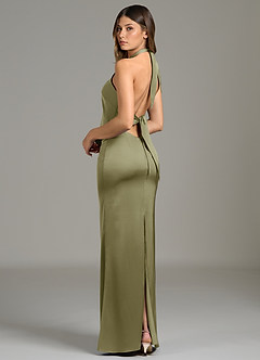 Azazie Francesca Bridesmaid Dresses Pistachio Sheath Stretch Satin Dress image2