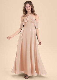 Azazie Tessabelle Junior Vestido de Rosa Inglesa de Gasa de Corte En A con Vestidos sin tirantes image6