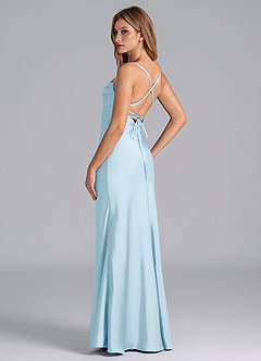 Azazie Seema Brautjungfernkleider Meerjungfrau-Linie Korsett Stretch-Satin Kleid Himmelblau image6