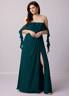 Barbie ♥ Azazie Bridesmaid Dresses A-Line Off the Shoulder Chiffon Floor-Length Dress image10