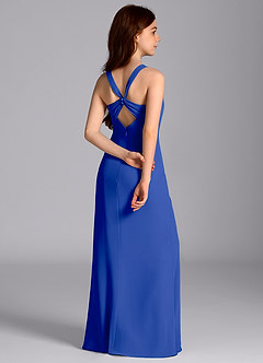 Azazie Mero Junior Abito Sirena in Chiffon Plissettato Blu Reale image7