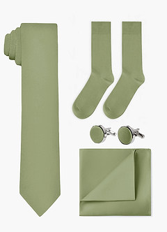 front Matching Wide Tie & Pocket Square & Cuff Links & Socks Set