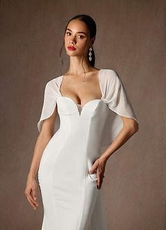 Azazie Laylah Wedding Dresses Diamond White Mermaid Off the Shoulder Chiffon Dress image7
