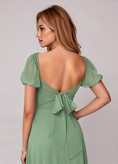 Azazie Fatima Bridesmaid Dresses Matcha A-Line with Pockets Chiffon Dress image1