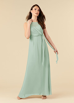 Azazie Marchioness Kleider für die Brautmutter A-Linie Schaufel Gefaltet Chiffon Kleid Agave image1