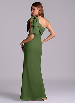 Azazie Yuanna 신부 들러리 드레스 인어 한쪽 어깨 쉬폰 바닥 길이 드레스 image6