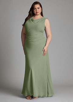 Azazie Kieryn Bridesmaid Dresses Pistachio Mermaid Pleated Chiffon Dress image10