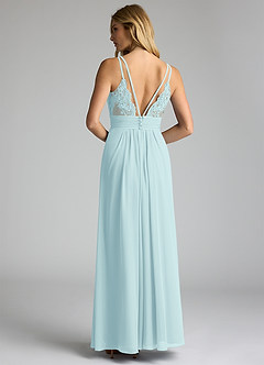 Azazie Maren Allure Bridesmaid Dresses Sea Glass A-Line V-Neck Lace Chiffon Dress image5