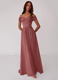 Barbie ♥ Azazie Bridesmaid Dresses Amethyst A-Line Off the Shoulder Chiffon Convertible Dress image1