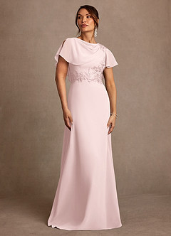 Azazie Frieda vestidos de madre de la novia Vestido Rosa Rubor de Gasa de Corte en A con Aplique image1