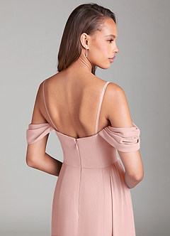 Azazie Amyra Robes de demoiselle d'honneur Robe Fourreau Convertible en Mousseline de soie Épaules dénudées Rose Poudré image7