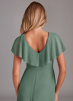Azazie Lainey Bridesmaid Dresses Eucalyptus A-Line with Pockets Chiffon Dress image2
