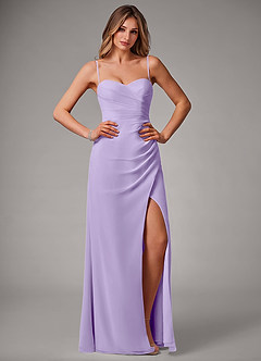 Azazie Haisley Bridesmaid Dresses Lilac Sheath Off the Shoulder Chiffon Convertible Dress image1