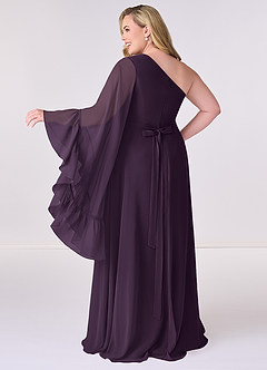 Barbie ♥ Azazie Bridesmaid Dresses Plum A-Line Long Sleeve Chiffon Dress image8