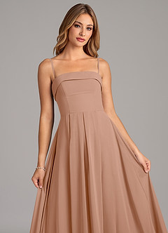 Azazie Lucienne Brudtärnklänningar Klänning av A-Linje i Chiffong Axelbandslös Champagne Ros Konvertibel image7