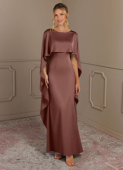 Azazie Eli vestidos de madre de la novia Vestido de Expresado de Satén Elástico de Corte Recto con Cuello de barco image1
