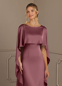 Azazie Eli Mother of the Bride Dresses Desert Rose Sheath Boatneck Stretch Satin Dress image5