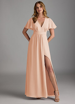 Azazie Zaniah Bridesmaid Dresses English Rose A-Line Chiffon Dress image1