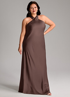 Azazie Doretta Bridesmaid Dresses Ganache Mermaid Pleated Stretch Satin Dress image10