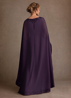 Azazie Artemisia Abiti per la Madre della Sposa Abito Tubino in Chiffon Pizzo Prugna image3