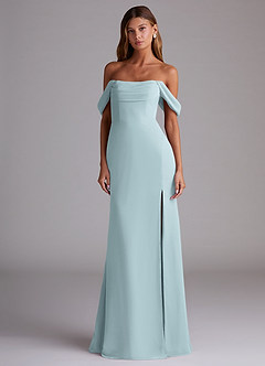 Azazie Saige Bridesmaid Dresses Mist A-Line Off the Shoulder Chiffon Convertible Dress image3