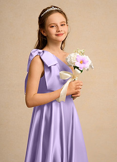 Azazie Guppy Junior Formal Flower Girl Klänningar Klä A-Line i Matt satäng Ena axeln image6