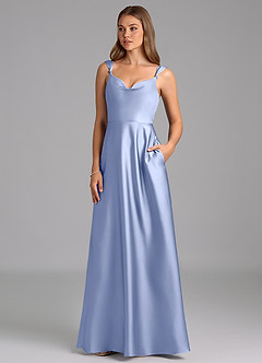 Azazie Beatrice 신부 들러리 드레스 A라인 스윗하트 네크라인 스트레치 새틴 바닥 길이 드레스 image3