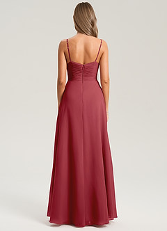 Azazie Terese Bridesmaid Dresses Pomegranate A-Line Pleated Chiffon Dress image2
