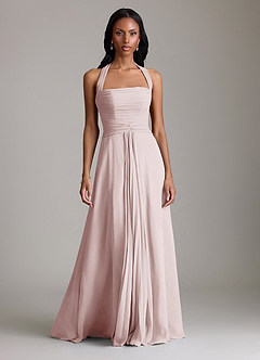 Azazie Clarisa Bridesmaid Dresses Blushing Pink A-Line Pleated Chiffon Dress image5
