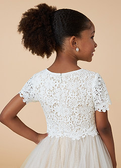 Azazie Petal Final Sale Diamond White Champagne A-Line Lace Tulle Dress image6