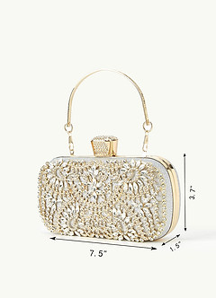 front Crystal And Rhinestone Embellished Clutch Bag