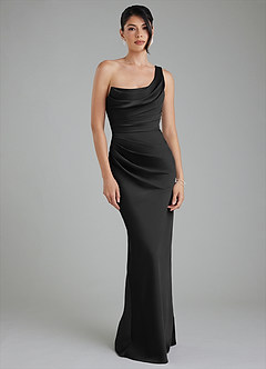 Azazie Sabrina Bridesmaid Dresses Black Mermaid Corset Stretch Satin Dress image6